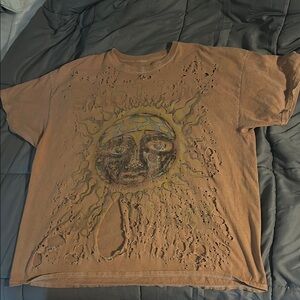 Sun Graphic Distressed Tee - Orange